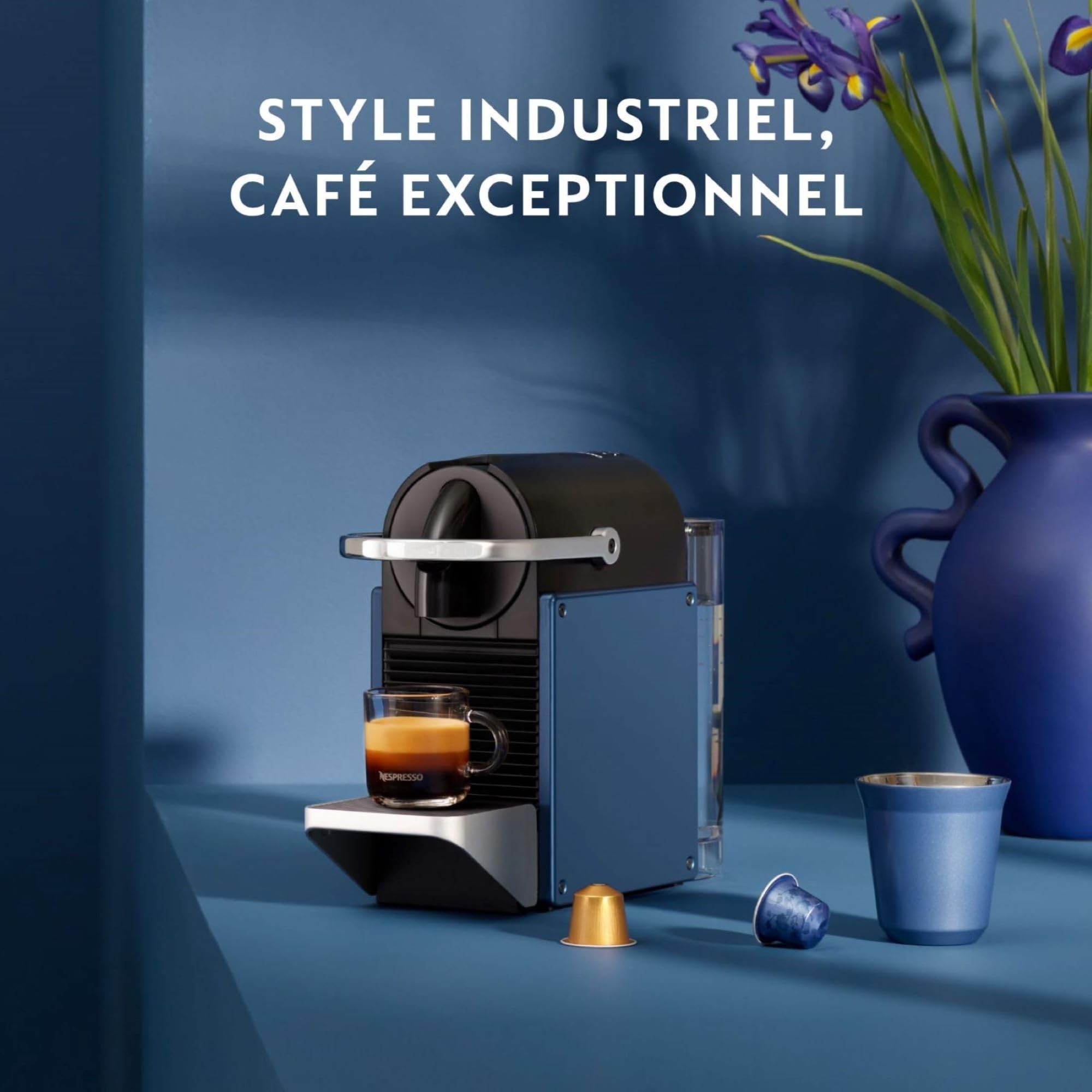 Machine à Café Espresso Compact Bleue 19 Bars Chauffe 25s + Kit Café Offert | Aurino EN127.BL